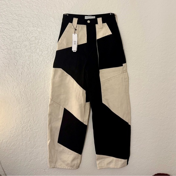 Topshop Black and Cream Men's Cargo Pants - Picture 1 of 5